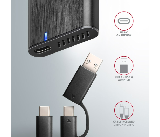Axagon EEM2-SB2, USB-C 10Gbps - M.2 NVMe & SATA SSD RAW box - 1353423 - zdjęcie 4